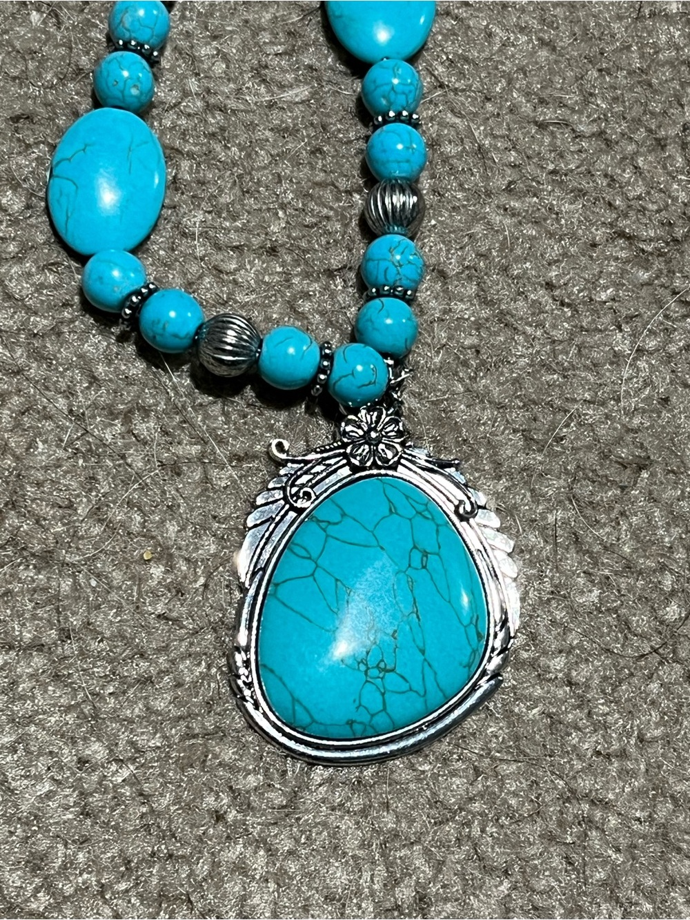 Turquoise Beaded Statement Necklace & Earrings Set
